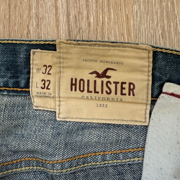 Hollister Huntington Low Rise Slim Straight Jeans Men 32x32 Blue Dark Wash Denim - Picture 4 of 12